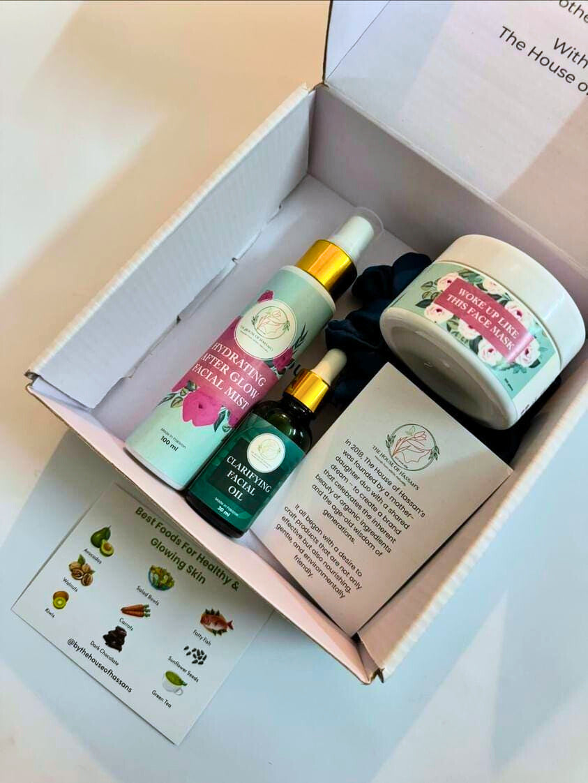 Shop our Skin Care box consisting of;  - Woke Up Like This Face Mask&nbsp; - After Glow Facial Mist - Clarifying Facial Oil&nbsp;